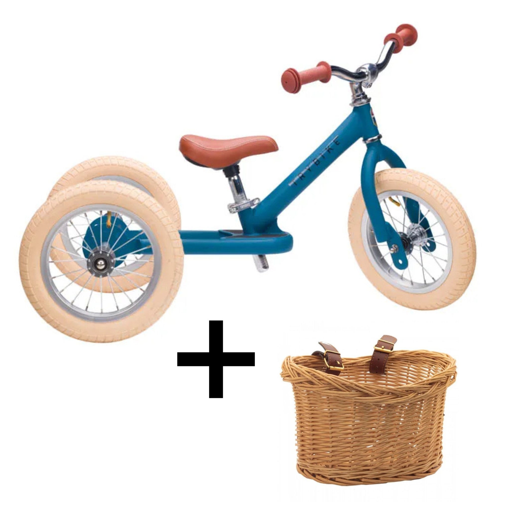 Trybike Steel loopfiets blauw met mandje